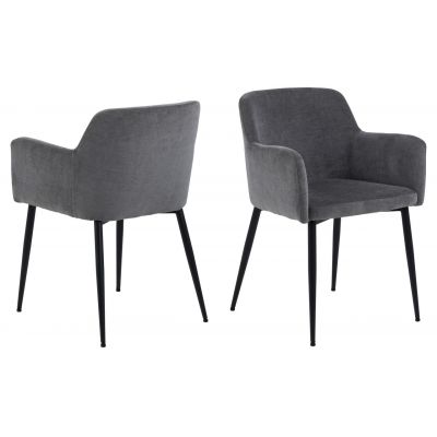 Scaun Karen, Actona, 54.5x56x80 cm, tesatura Chenille/otel, gri inchis