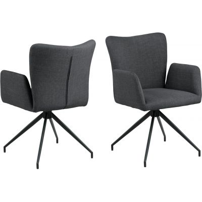 Scaun Laura, Actona, 57x61.5x86 cm, rotativ, tesatura structurata/otel, gri inchis