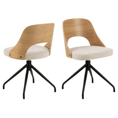 Scaun Lucy, Actona, 48x53x79 cm, rotativ, poliester/otel, bej