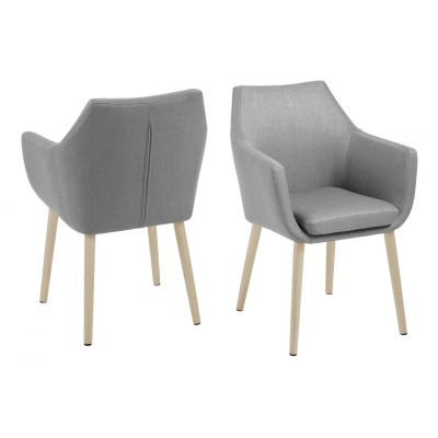 Scaun Nora, Actona, 58x58x84 cm, poliester/lemn de stejar, gri deschis