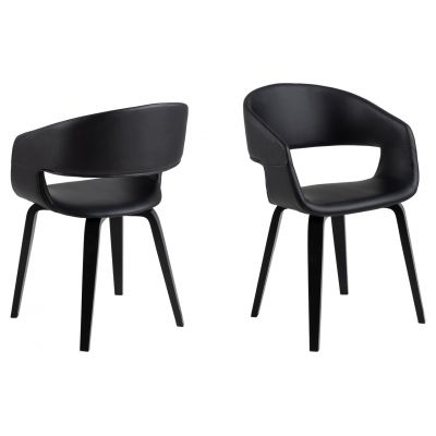 Scaun Nova, Actona, 49.5x52.5x77 cm, piele ecologica/placaj, negru