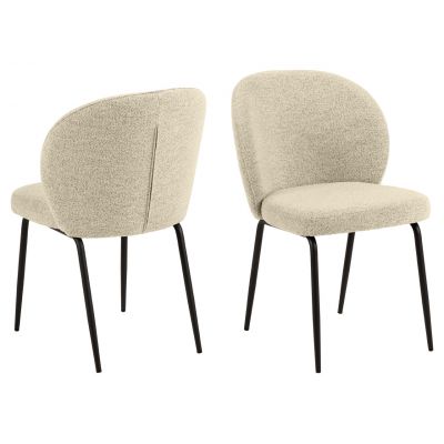 Scaun Patricia, Actona, 52x57.5x82 cm, tesatura Boucle/otel, crem