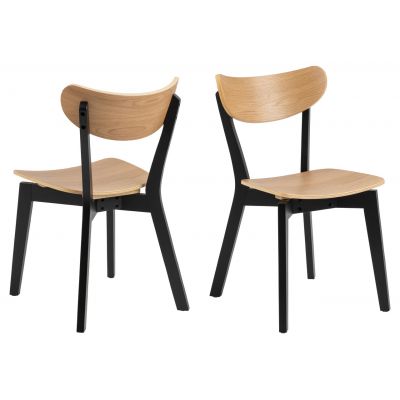 Scaun Roxby, Actona, 45x55x79.5 cm, lemn de cauciuc, stejar/negru mat