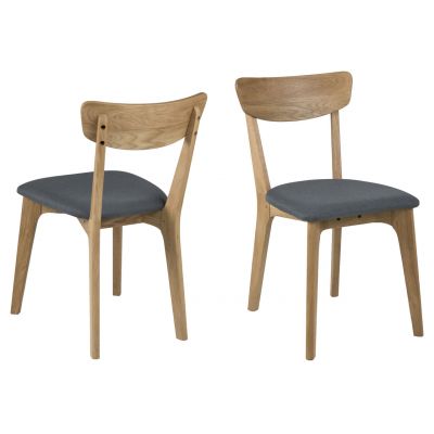 Scaun Taxi, Actona, 45x49x80 cm, poliester/lemn de stejar, gri inchis