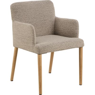 Scaun Zoe, Actona, 56x60x83 cm, tesatura Boucle/lemn de cauciuc, bej