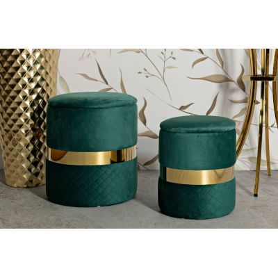 Set 2 taburete cu spatiu depozitare Sheffild, Mauro Ferretti, 37x42 cm, 28x35 cm, fier/MDf/poliester, verde