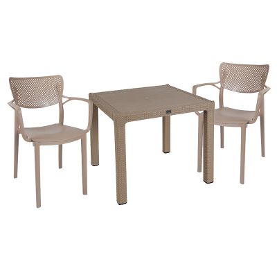 Set de sufragerie Explore-Fontline set  3 piese PP Crem 90x90x74cm