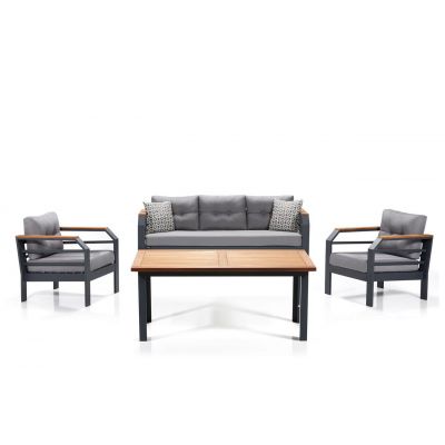 Set mobilier de gradina, Hanah Home, Assento 3+1+1+M, Aluminiu, Gri/Negru