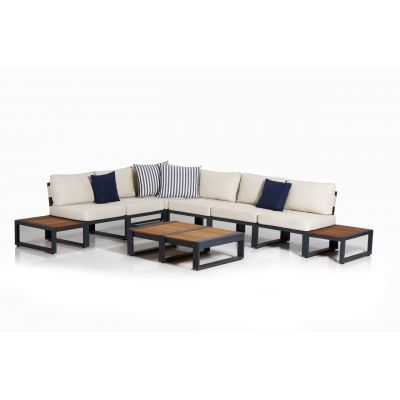 Set mobilier de gradina, Hanah Home, La Puerta, Antracit / Crem