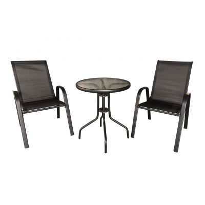 Set mobilier pentru camping Savona, Heinner, 3 piese, aluminiu/MDF, negru