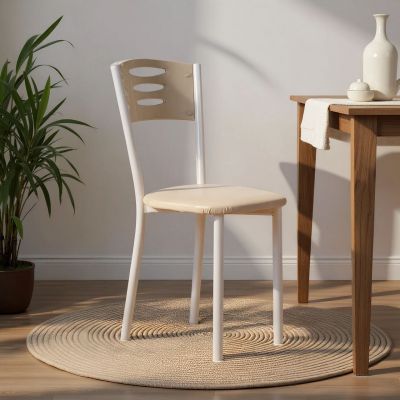 Set scaune 2 piese, Hanah Home, Polo, Metal, Crem/Alb