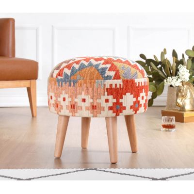 Taburet, Atelier del Sofa, 209FLF1443, 50% bumbac, 50% in, Multicolor