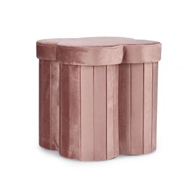 Taburet cu spatiu de depozitare Jocelyn, Bizzotto, 40x40x40 cm, MDF/catifea, roz antic
