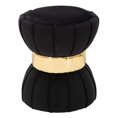 Taburet Flower, Mauro Ferretti, 40x44 cm, catifea, negru