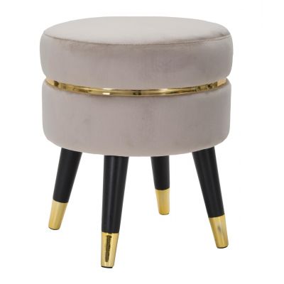 Taburet Paris, Mauro Ferretti, Ø 35x40.5 cm, catifea, gri/auriu