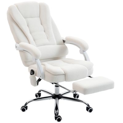 Vinsetto Fotoliu de birou executive cu masaj și încălzire înălțime reglabilă spătar înclinabil tapițerie din in alb | Aosom Romania