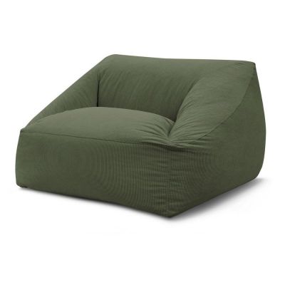 Fotoliu bean bag verde cu tapițerie din catifea reiată Lilibet – Bobochic Paris