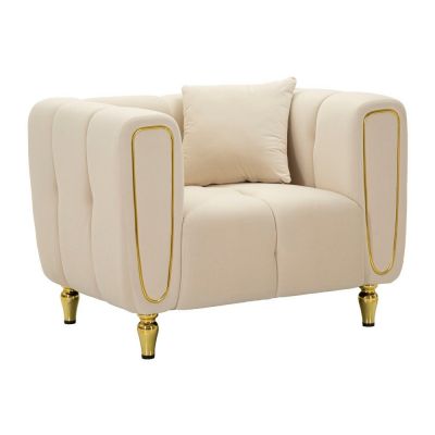 Fotoliu crem cu tapiÈerie din catifea Alma âMauro Ferretti