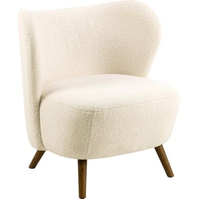 Fotoliu Crosby, Actona, 76x73x82 cm, plus teddy/lemn de cauciuc, crem