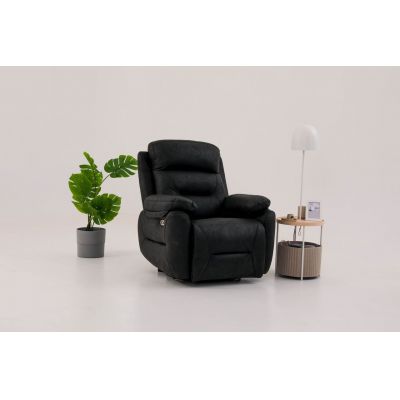 Fotoliu cu recliner, Atelier del Sofa, 752EST1506, Lemn de carpen;PAL, Negru