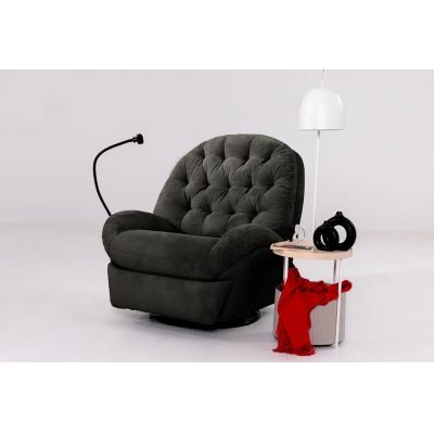 Fotoliu cu recliner, Atelier del Sofa, 752EST1512, Lemn de carpen;PAL, Negru