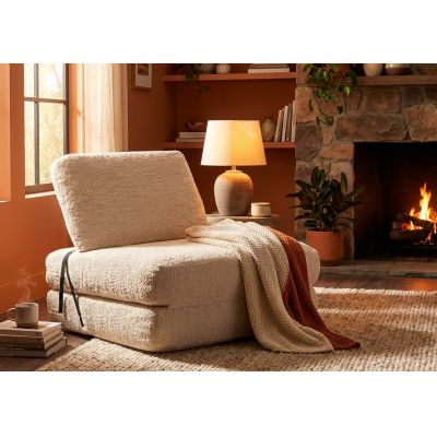 Fotoliu extensibil, Mauro Ferretti, Faster, 80x100x80 cm, ambalat vidat, poliester/burete, alb