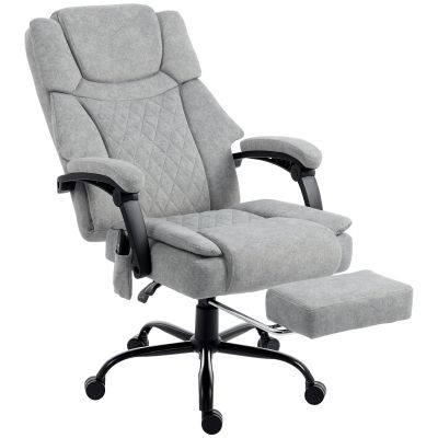 HOMCOM Scaun de birou cu spătar înalt și masaj, cu vibrații, funcție de încălzire, spătar reglabil, suport pentru picioare, telecomandă, gri | Aosom Romania