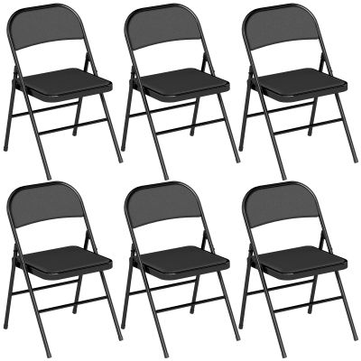 HOMCOM Set de 2 scaune pliante, scaune de birou portabile, picioare din oțel, scaun pliant pentru birou, recepție, sala de așteptare, piele ecologică, negru | Aosom Romania