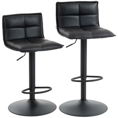 HOMCOM Set de 2 taburete de bar reglabile pe înălțime cu șezut rotativ din PU 44 x 45 x 85-106 cm negru | Aosom Romania