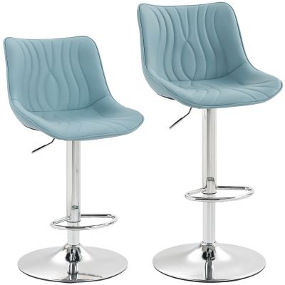 HOMCOM Set de 2 taburete de bar, scaune de bar structură din oțel înălțime reglabilă 92-110 cm, spătar suport pentru picioare albastru închis | Aosom Romania