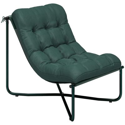 Outsunny Scaun de grădină Fotoliu de grădină cu pernă Șezut sling respirabil Cadru din oțel pentru grădină terasă 76 x 92 x 76 cm Verde închis | Aosom Romania