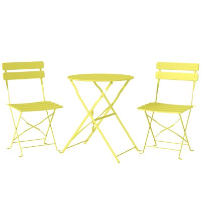 Outsunny Set Bistro, Masă și Scaune Pliabile pentru 2, Grădină, Galben. | Aosom Romania