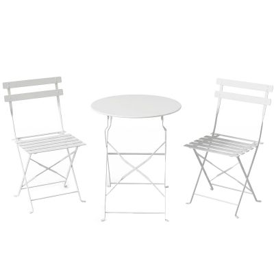 Outsunny Set Bistro Pliabil pentru Exterior cu Masă și 2 Scaune, Alb | Aosom Romania