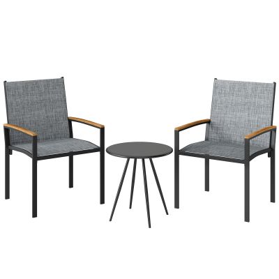 Outsunny Set bistrou 3 piese: Scaune din plasă și masă, Gri mixt. | Aosom Romania