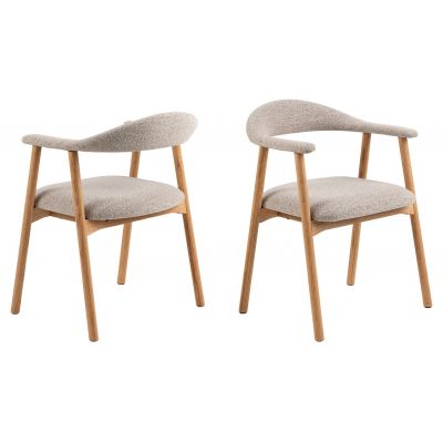 Scaun Addi, Actona, 56x54x75.5 cm, tesatura Boucle/lemn de stejar, bej