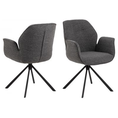 Scaun Aura, Actona, 62x61x90 cm, rotativ, tesatura Boucle/otel, antracit