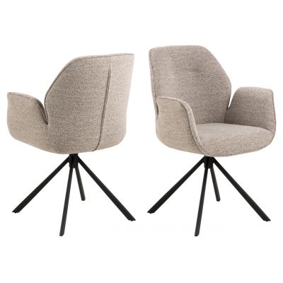 Scaun Aura, Actona, 62x61x90 cm, rotativ, tesatura Boucle/otel, bej