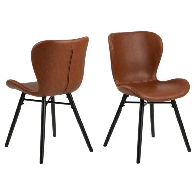 Scaun Batilda -A1, Actona, 47x53x82.5 cm, piele ecologica/lemn de cauciuc, brandy