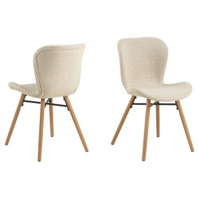 Scaun Batilda -A1, Actona, 47x53x82.5 cm, tesatura Boucle/lemn de stejar, crem