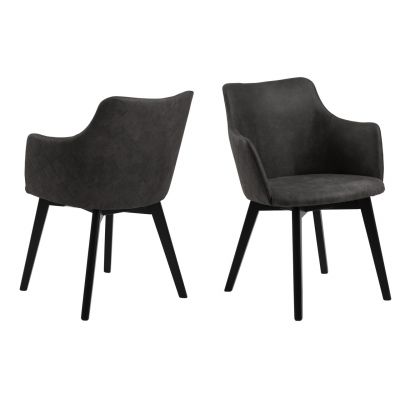 Scaun Bella, Actona, 62x59x80 cm, poliester/lemn de stejar, antracit