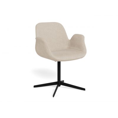 Scaun Beth, Actona, 57.5x55x81 cm, rotativ, poliester/otel, bej nisip