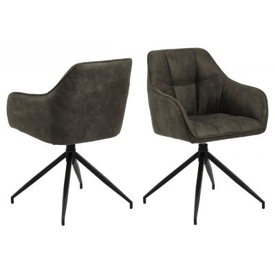 Scaun Brenda, Actona, 58x54.5x84.5 cm, rotativ, poliester/otel, verde olive