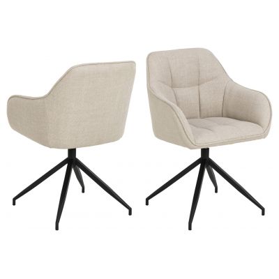 Scaun Brenda, Actona, 58x54.5x84.5 cm, rotativ, tesatura structurata/otel, bej