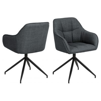 Scaun Brenda, Actona, 58x54.5x84.5 cm, rotativ, tesatura structurata/otel, gri inchis