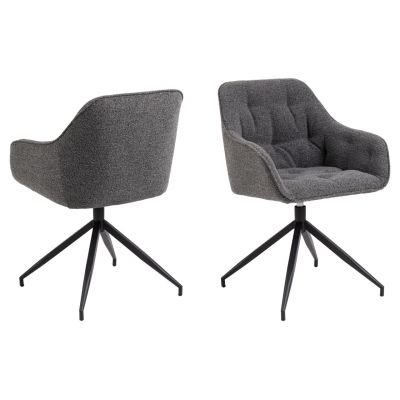 Scaun Brooke, Actona, 57x54.5x82 cm, rotativ, tesatura Boucle/otel, antracit