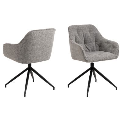 Scaun Brooke, Actona, 57x54.5x82 cm, rotativ, tesatura Boucle/otel, gri