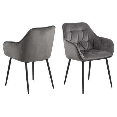 Scaun Brooke, Actona, 58x55x83 cm, catifea/otel, gri inchis