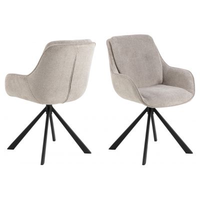 Scaun Carrie, Actona, 58.5x64x87.5 cm, rotativ, tesatura structurata/otel, bej nisip