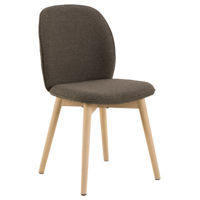 Scaun Cindy, Actona, 49x56x89 cm, tesatura Boucle/lemn de stejar, grej