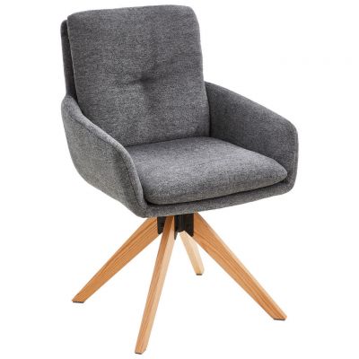 Scaun Cu Brațe din lemn, metal, textil, gri